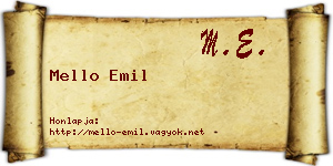 Mello Emil névjegykártya